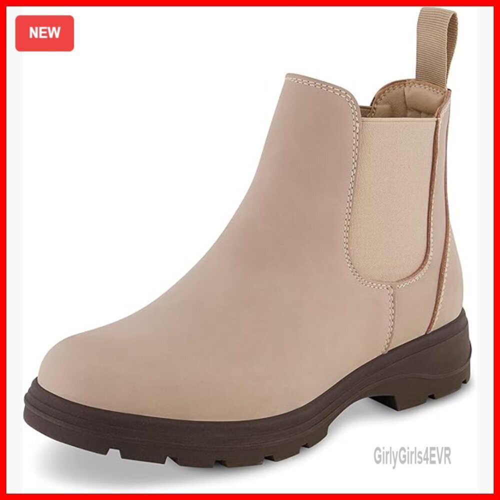 Women's Chelsea Boots, Vegan Leather, Memory Foam, Non-Slip Sole, Wide Width